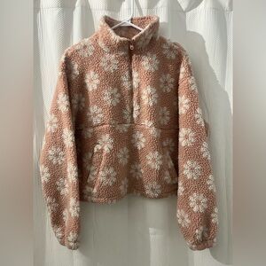 Ardene Pink and White Half-Zip Pullover